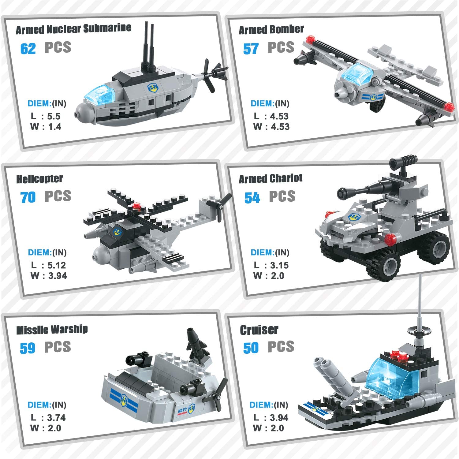 Exercise N Play Navy Military Battleship Brick Building Sets - 796 Pcs