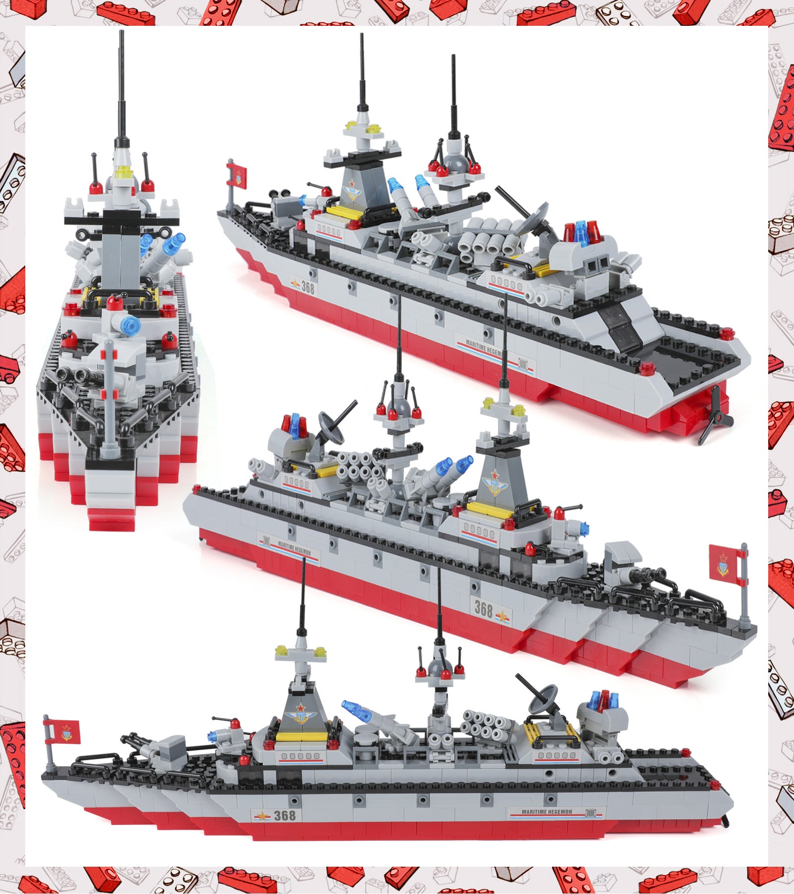 Exercise N Play Military Guided Missile Destroyer Toy Bricks - 1220 Pcs