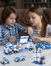 Exercise N Play Police Truck Command Center Toddler Brick Sets - 776 Pcs
