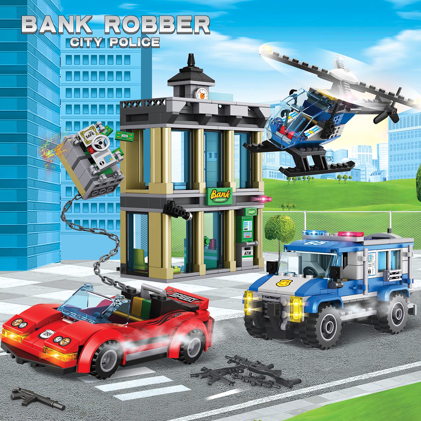 Exercise N Play City Bank Robber Brick Sets - 625 Pcs