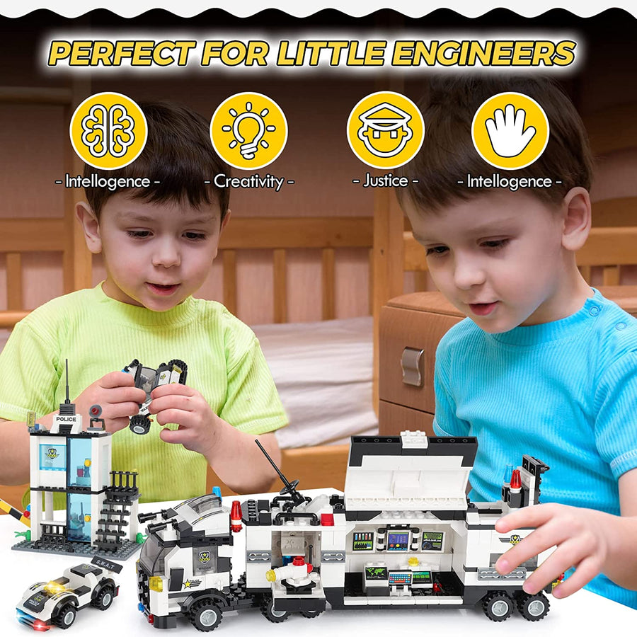 Exercise N Play SWAT Command Truck Block Building Sets - 853 Pcs