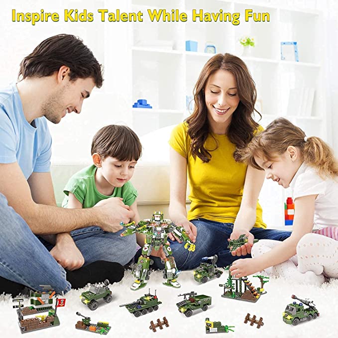 Exercise N Play Military Army Mecha Building Block Sets - 1164 Pcs