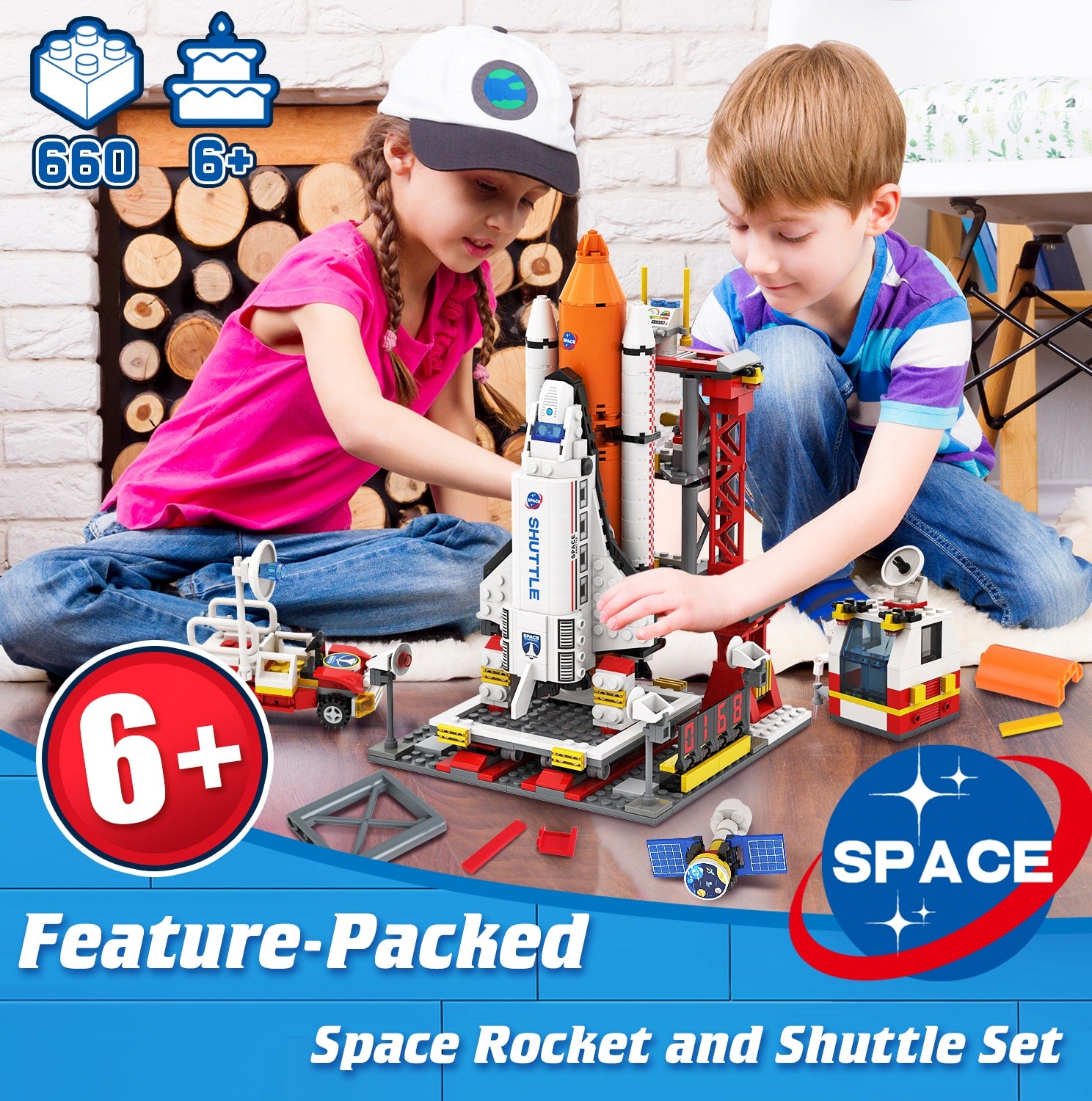 Exercise N Play Space Shuttle Building Bricks Toys - 660 Pcs