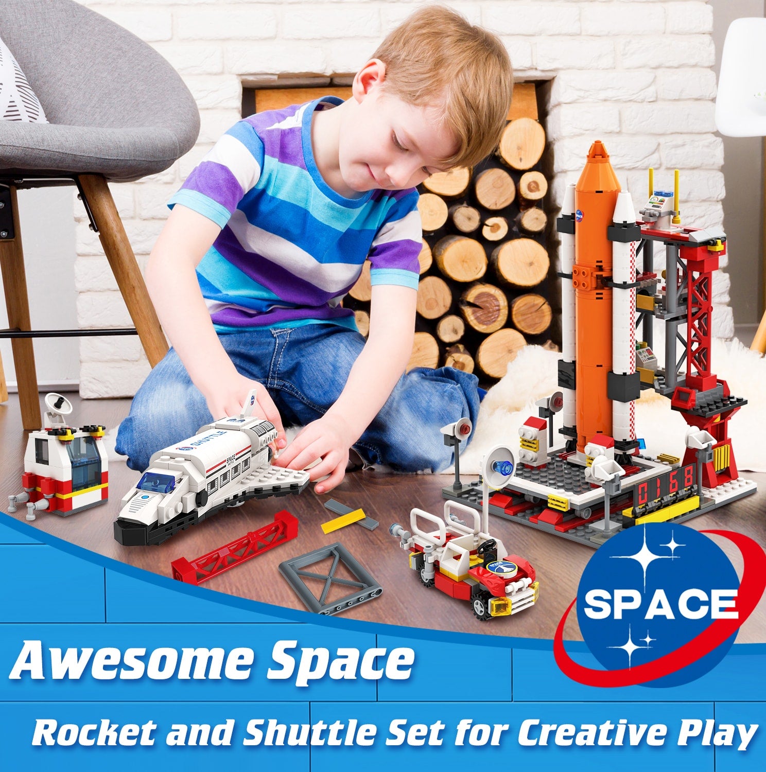 Exercise N Play Space Shuttle Building Bricks Toys - 660 Pcs