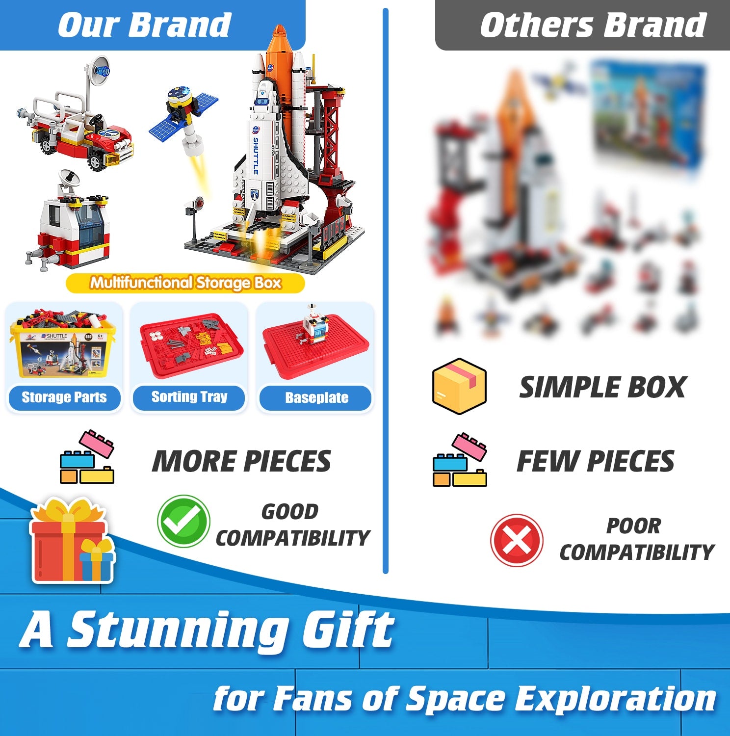 Exercise N Play Space Shuttle Building Bricks Toys - 660 Pcs